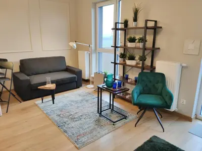 Część wypoczynkowa w obiekcie 53m2 Apartament Premium z Widokiem na Góry, Balkon, Zachód Słońca, Parking - Kłodzko - Przyjaciół Ziemi Kłodzkiej, Centrum Kotlina Kłodzka