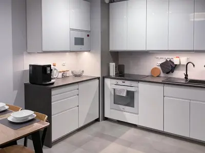 Kuchnia lub aneks kuchenny w obiekcie Apartament Cudovny z własnym ogródkiem i miejscem parkingowym w garażu