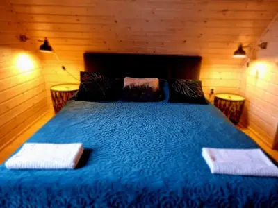 Łóżko lub łóżka w pokoju w obiekcie Domek pod Ostoją Góry Sowie