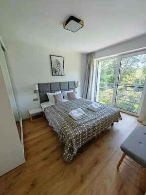 Łóżko lub łóżka w pokoju w obiekcie Ponikwa36 Dom Na Urlop w Górach