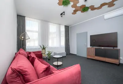 Telewizja i/lub zestaw kina domowego w obiekcie Apartamenty Zabrska 45